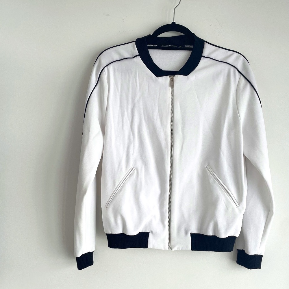 Zara Bomber Jacket | White & Black | S